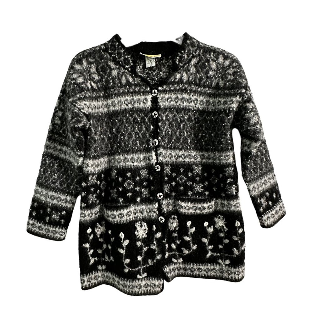 Vtg 100% Alpaca Wool Handmade Peru Cardigan-Sz S